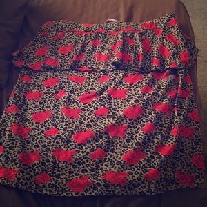 Leopard and rose covered higher waist skirt