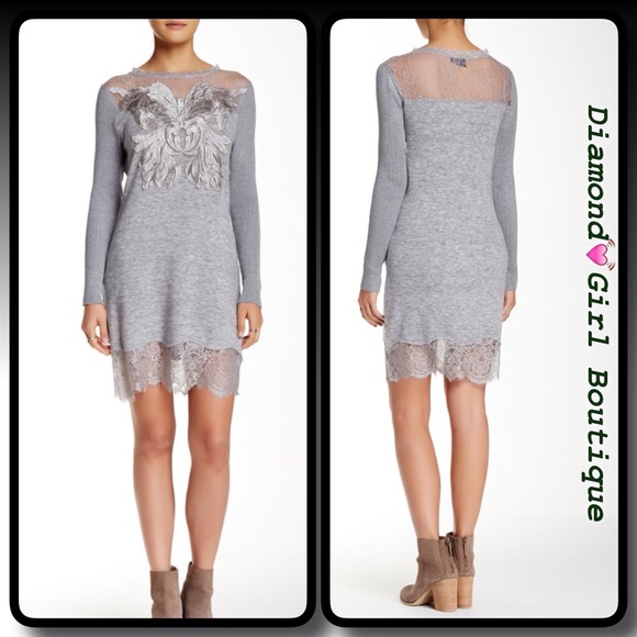Lulu Dresses & Skirts - 🌟HOLD🌟Lulu embroidered lace sweater dress