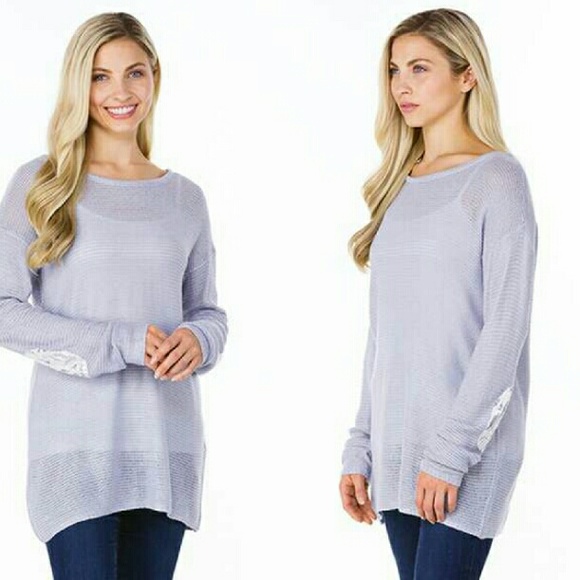 Uniq Honeycomb Knit Sweater w/Sequin Elbow Patches - Picture 1 of 2