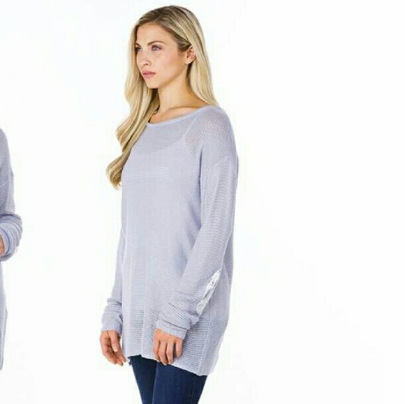 Uniq Honeycomb Knit Sweater w/Sequin Elbow Patches - Picture 2 of 2