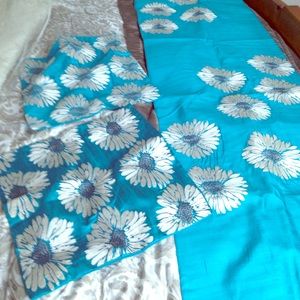 Silk bed or table runner turquoise