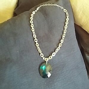 Silver and green Necklace