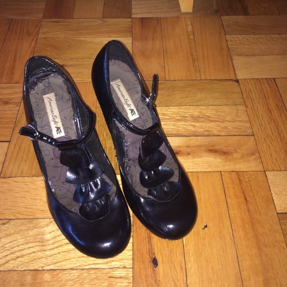 Old fashion black t-strap heels