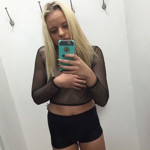 see through black hooded top