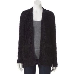 LC Lauren Conrad fuzzy black cardigan