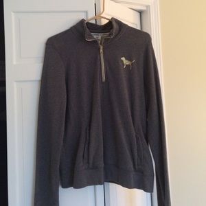 Gray pink half zip sweatshirt
