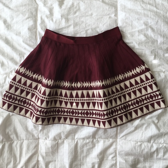 Crimson and Cream Aztec Skirt