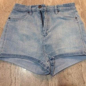 Washed out high waisted shorts