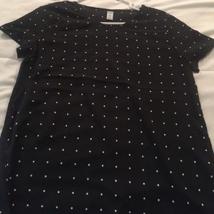 Black and white polka dot sheer shirt