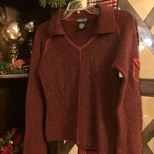 $2 Maroon/Orange Stitching Sweater and Sprinkles