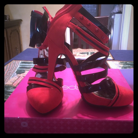 Red and black high heels