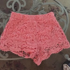 Forever 21 high waisted pink lace shorts
