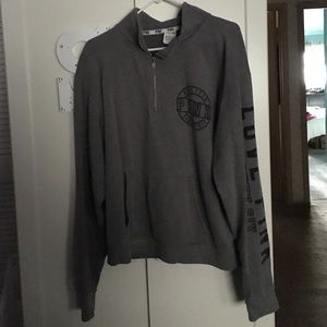 PINK gray half zip sweatshirt