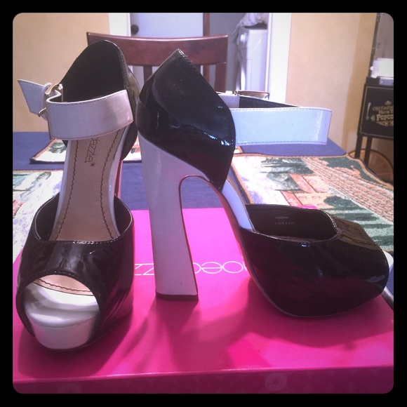 Black and white heels