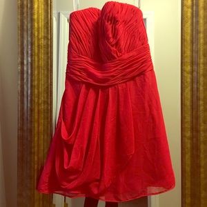 Red strapless dress
