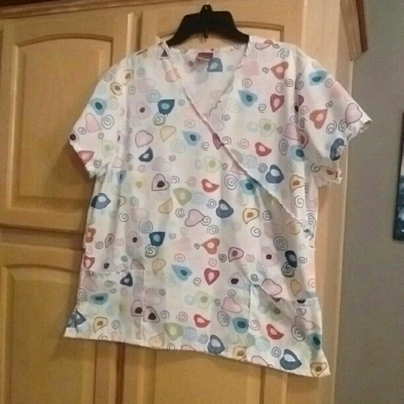 Women's heart print scrub top by DENICE
