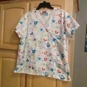 Women's heart print scrub top by DENICE