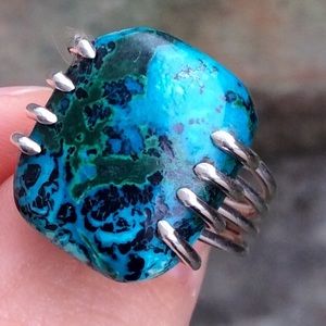 Sterling silver 925 natural stone ring OOAK size 6