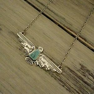 Silver and turquoise eagle necklace