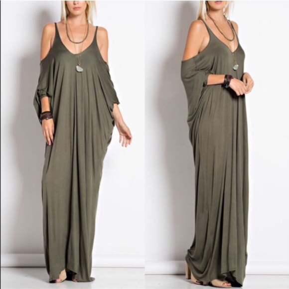 Bellanblue Dresses & Skirts - 🆕CATARINA cold shoulder maxi dress - OLIVE