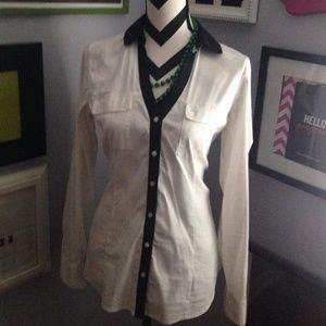 Express Essential Shirt white with black trim L