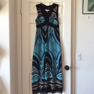 Abstract print blue maxi dress