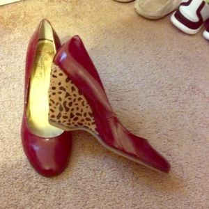 Maroon and Leopard Wedges