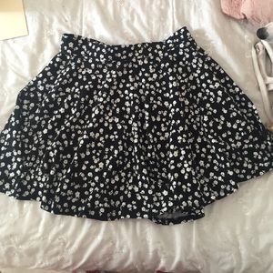 Black & white floral skater skirt