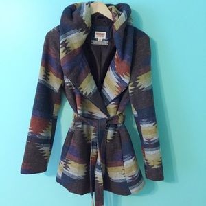 Aztec Print Wrap Jacket/Coat