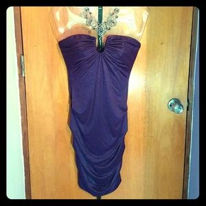 Purple strapless tube dress