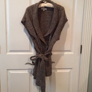 Wrap sweater with belt tie