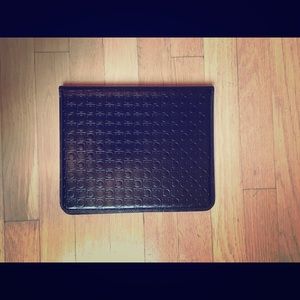 Salvatore Ferragamo dark brown embossed iPad case