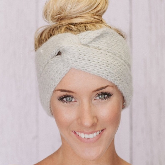 Grey knitted headband