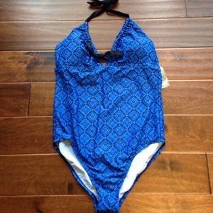 Blue one-piece swimsuit
