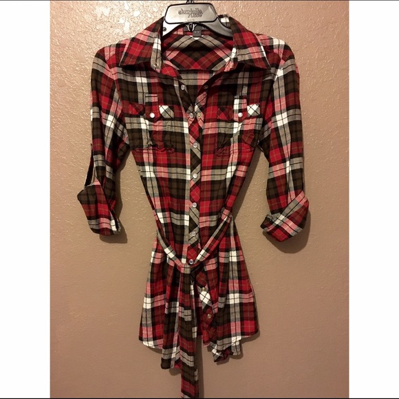 Plaid button up tunic