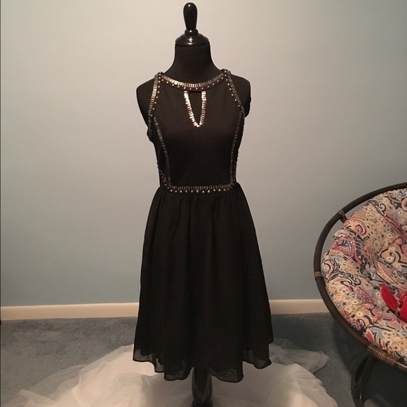 Black Cache dress with silver studded detail