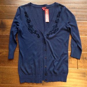 Navy chiffon detail cardigan