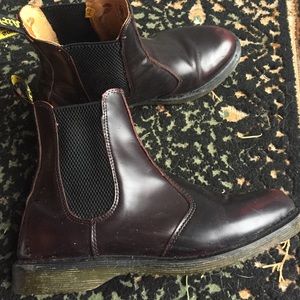 Dr. Martens maroon slip on boots