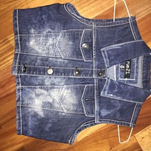 Cropped jean vest