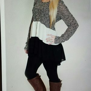 Cute Chiffon patchwork sweater!