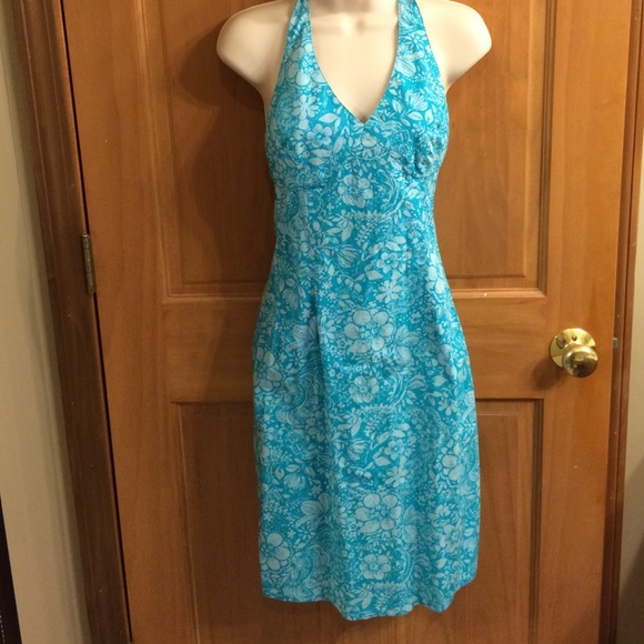 Turquoise halter dress - Picture 1 of 3