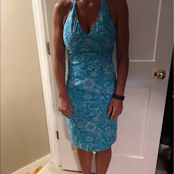 Turquoise halter dress - Picture 2 of 3