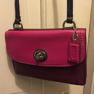 Coach colorblock leather crossbody wallet