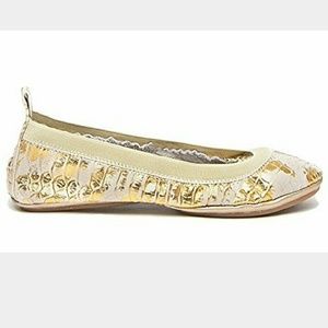 Yosi Samra Scaled Metalic Leather Ballet Flats