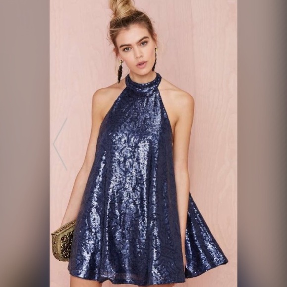 Nasty Gal Blue Sequin Dress