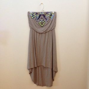 high-low sequined dress
