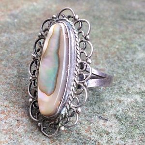 Vintage TAXCO Sterling silver abalone ring