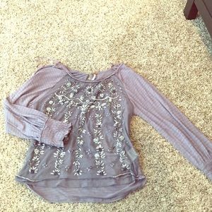 Beaded free people quarter sleeve top