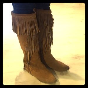 Sam Edelman Fringe Suede Boots 7.5