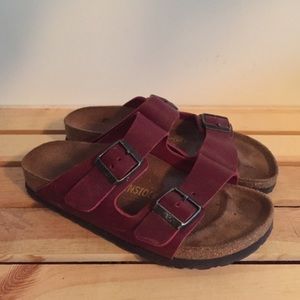Red leather Birkenstocks